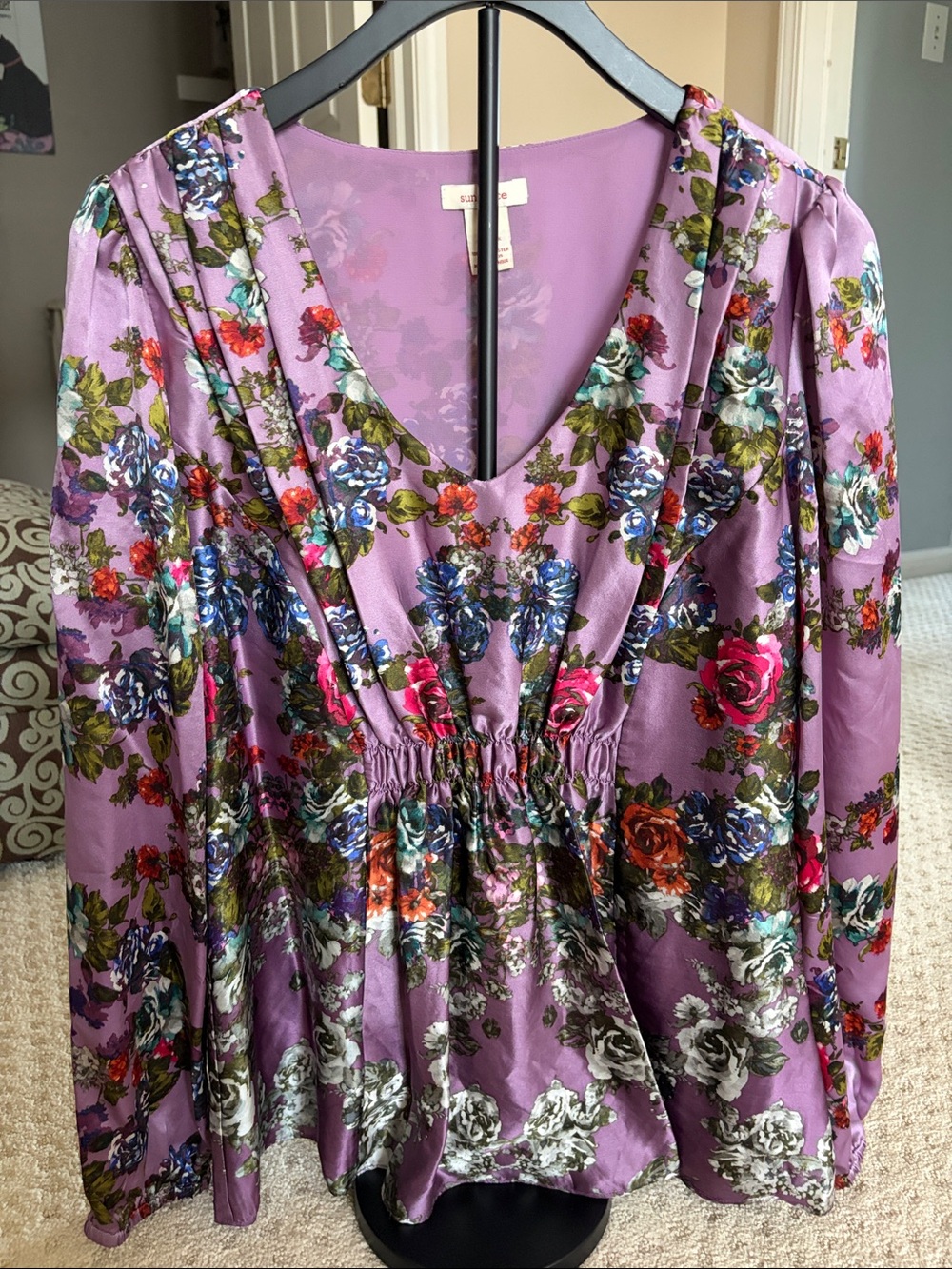 Sundance Lavender Floral V-Neck Blouse